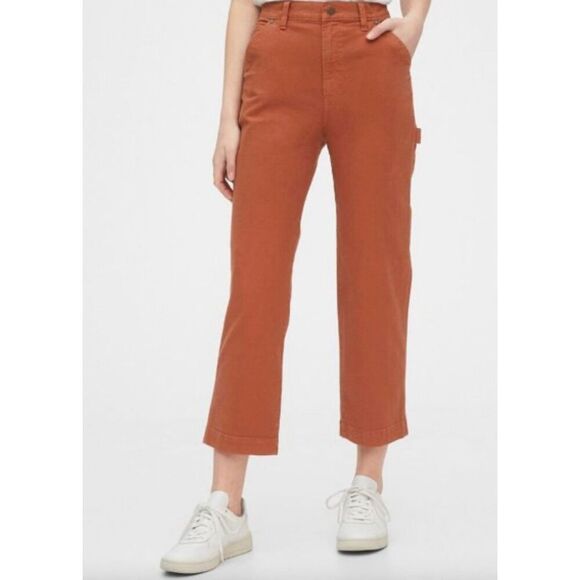Gap orange carpenter crop jeans size 6 - Picture 1 of 11